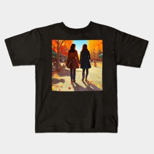 The Girls Walking in Autumn Kids T-Shirt